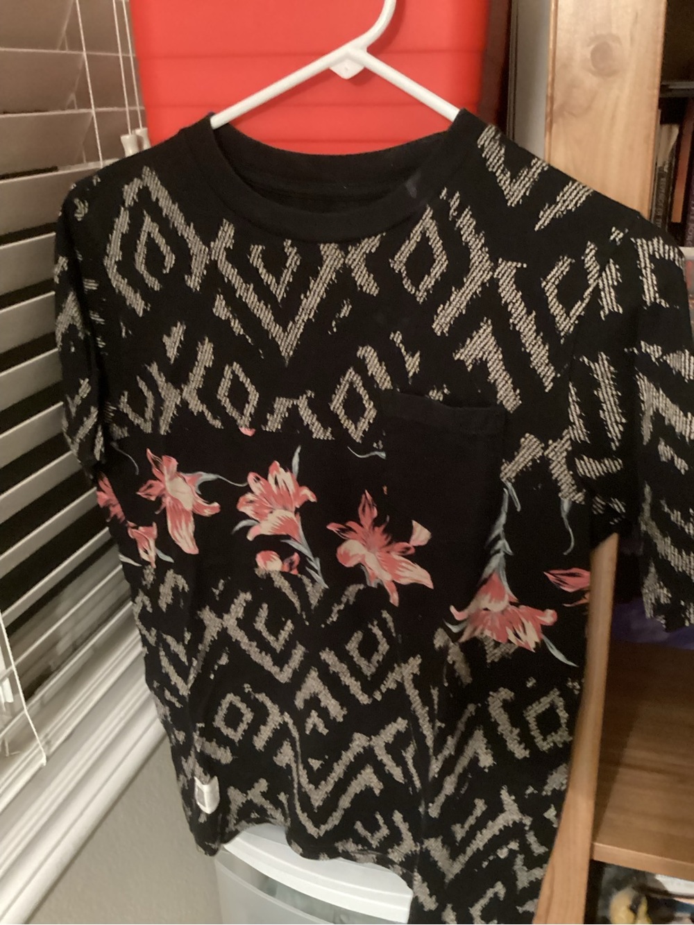 Lira Black Tee with Pink Floral Accents